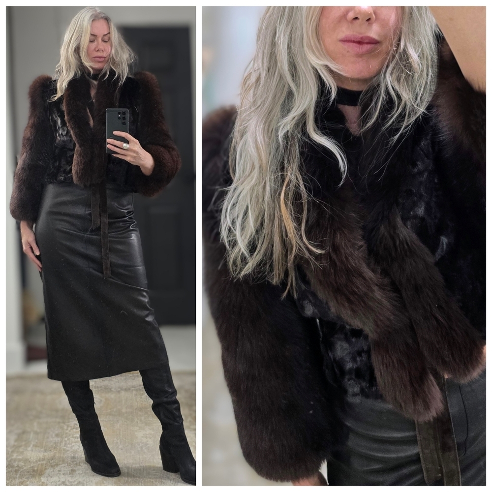 Mahogany Fox Fur Crop Coat - Picture 5 of 11